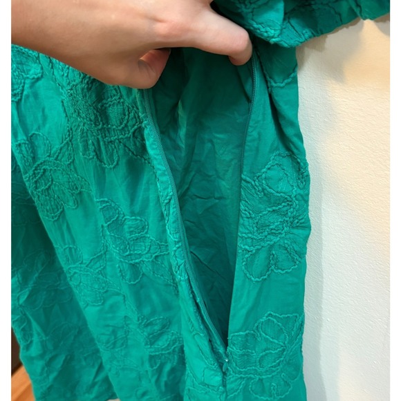 J.Crew‎ Eyelet Puff Sleeve Mini Dress Dublin Green Size 18 NWT (CI022) - Picture 7 of 9